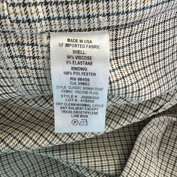 Theory White Classic Plaid Cropped Capris Ankle Pants Work Size 4 Tartan Print - Picture 6 of 8